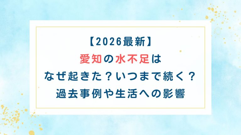 【2026最新】愛知の水不足はなぜ起きた？いつまで続く？過去事例や生活への影響