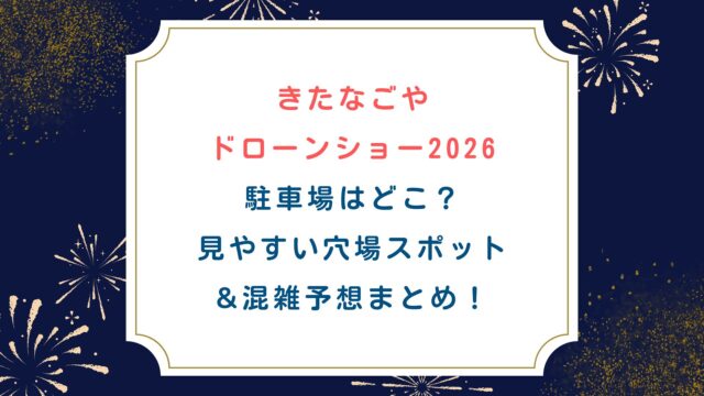 【きたなごやドローンショー2026】駐車場はどこ？見やすい穴場スポット&混雑予想まとめ！